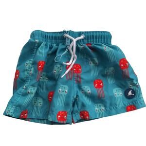 Heat Swimwear Baby Boys Swim Trunks Blue Jelly Fish Pattern Beach Size 12M